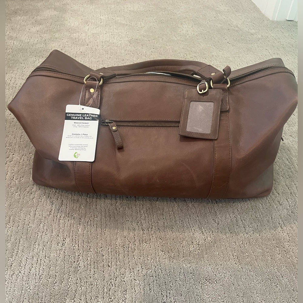 New with tags leather duffle bag